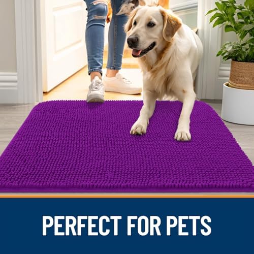 OLANLY Dog Door Mat for Muddy Paws 70x32, Super Absorbent Chenille Mud Mat - Image 6