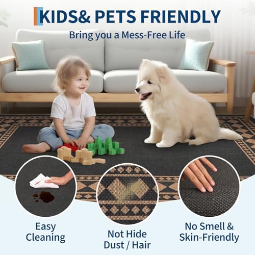 GarveeHome Large Easy Jute Rugs 10x13 Living Room Rug Modern Bordered Solid Rug - Image 6