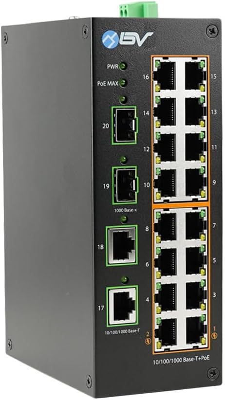 BV-Tech Industrial DIN Rail PoE Ethernet Switch by BV-Tech