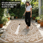 Bsmathom Waterproof Outdoor Rug 9x12ft Large Reversible Boho Plastic Straw - Image 6