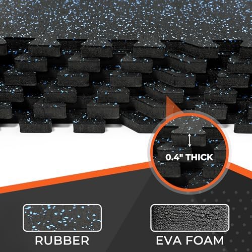 SUPERJARE 0.4'' Thick 36 Pcs 144 Sq Ft Rubber Top Exercise Equipment Mats - Image 5