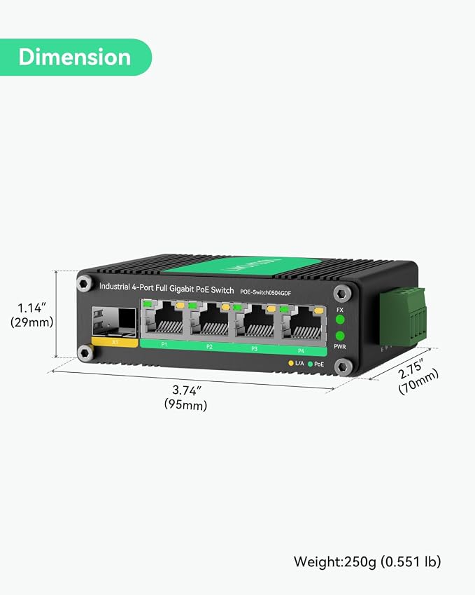 LINOVISION Industrial 4 Ports Gigabit 12V PoE Switch, Solar Powered Switch - Image 7