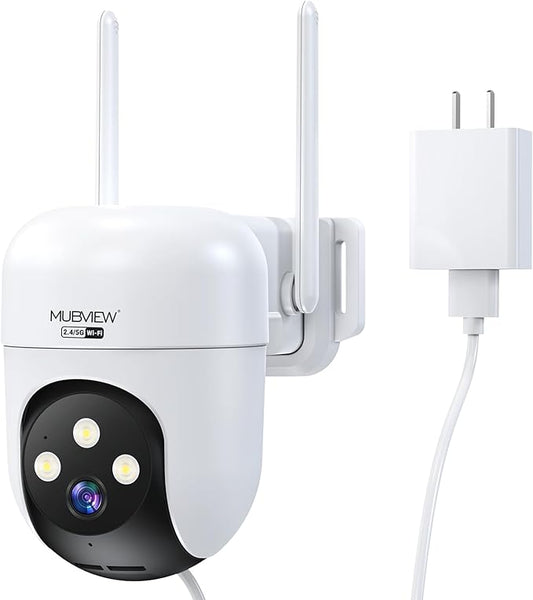 MUBVIEW 360° Security Cameras Wireless Outdoor, 24/7 Wired Outdoor Camera by MUBVIEW