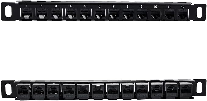 GeeekPi 12 Port Patch Panel, 10inch 0.5U CAT6 Network Patch Panel - Image 3