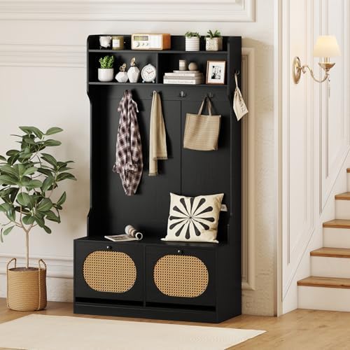 Giantex 4-In-1 Hall Tree with Bench and Shoe Storage, Entryway Bench with Coat - Image 5