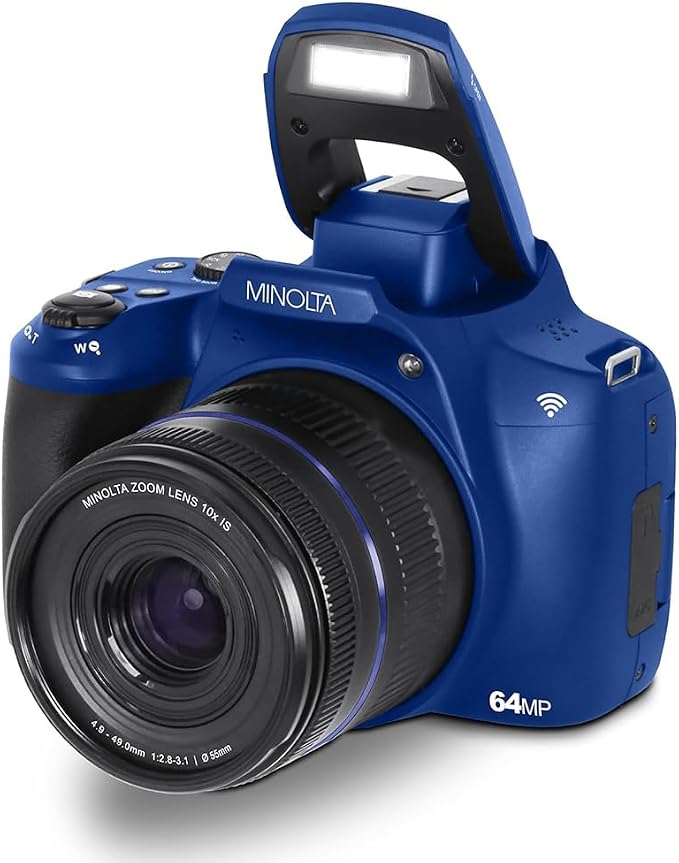 Minolta 64MP Auto Focus Digital Camera 10x Optical Zoom 4K Ultra HD Video Blue - Image 2