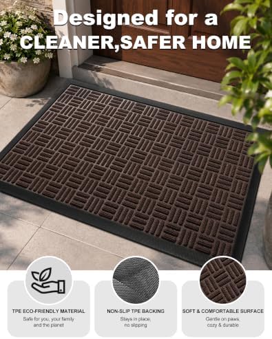 Mibao Front Door Mat Outdoor Entrance, Waterproof Dirt Trapper Doormat - Image 2