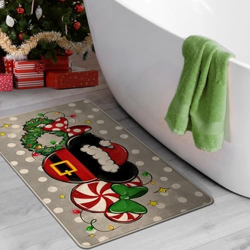 Christmas Santa Grey Decorative Front Door Mat, Xmas Wreath - Image 6