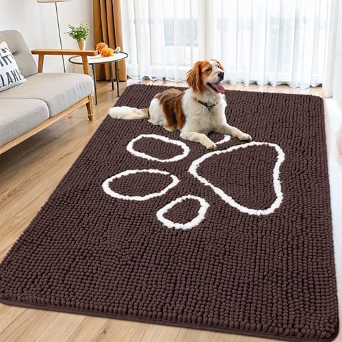Smiry Dog Door Mat for Muddy Paws, Absorbent Non Slip Dirt Trapper by Smiry