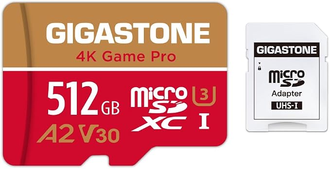 【Switch 1 Only】 GIGASTONE 512GB Micro SD Card, Game Pro, MicroSDXC Memory Card by Gigastone