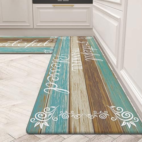 HEBE Anti Fatigue Kitchen Mat Set of 2, Cushioned Kitchen Mats by HEBE