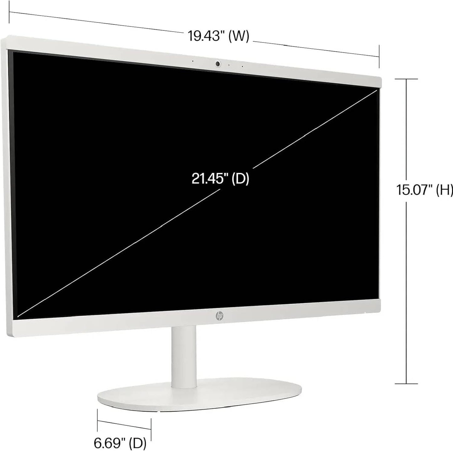 HP 2025 New 22 Inch All-in-One Desktop Computer • 12GB RAM • 256GB PCIe SSD • Intel CPU • Ultra-Quiet Design • Microsoft Office Trial • Wi-Fi 6 • White KB & Mouse • WOWPC Recovery USB • Windows 11