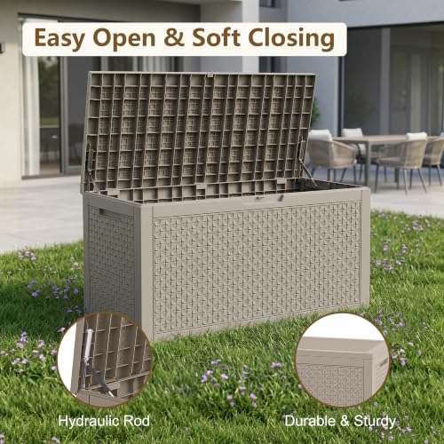 170 Gallon Outdoor Storage Box, Deck Box Waterproof, Toy Storage Bin - Image 3