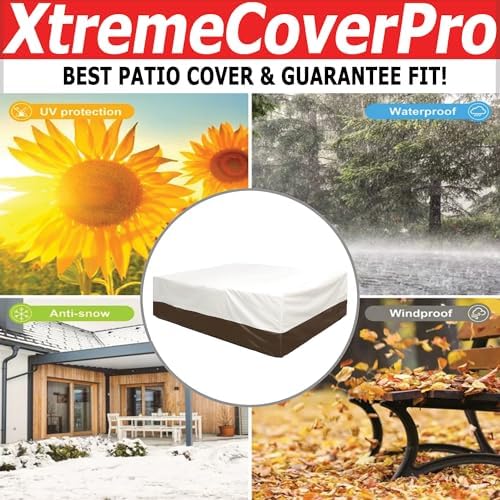 140D x 70W x 30H UV-proof Waterproof Furniture Patio Cover 520D beige brown two - Image 6