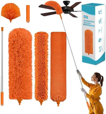 Cobweb Duster with Extension Pole, Cleaner Outdoor 110" Telescoping Extended by Home