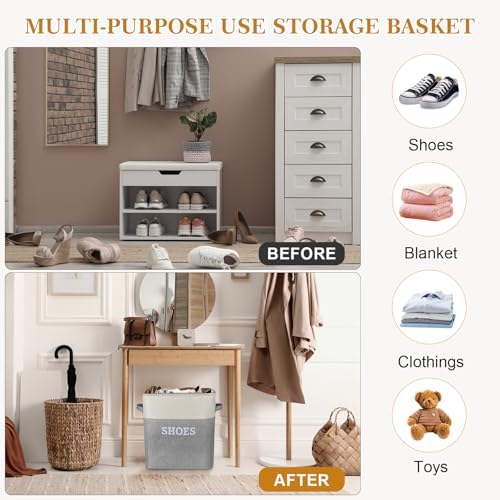 Lukeline Fabric Shoe Basket for Entryway, Hallway or Mudroom - Image 4