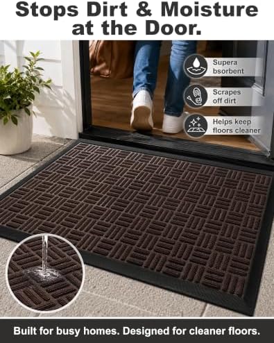 Mibao Front Door Mat Outdoor Entrance, Waterproof Dirt Trapper Doormat - Image 4