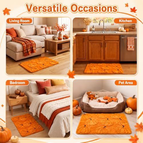 Capoda 1 Pcs Fall Pumpkin Bathroom Rug 20 x 30 Inch - Image 6