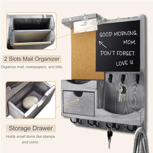Key Holder Wall Mount with Drawer and Mail Organizer - Image 6