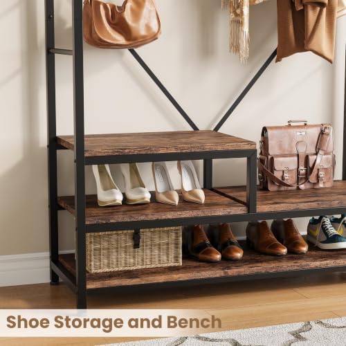 Garvee Coat Rack with Shoe Storage, 16 Hooks, Entryway Organizer - Image 5