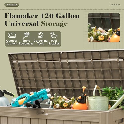 Flamaker Internal 120 Gallon Deck Box Waterproof, Large Outdoor Storage Box - Image 3