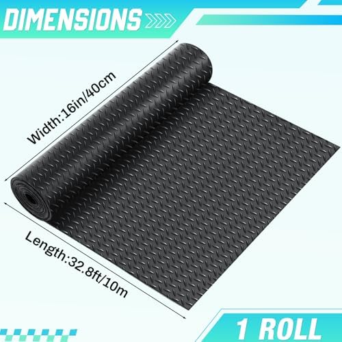 Breling 16 in x 32.8 ft Rubber Flooring Rolls Mats, Heavy Duty Diamond Plate - Image 2