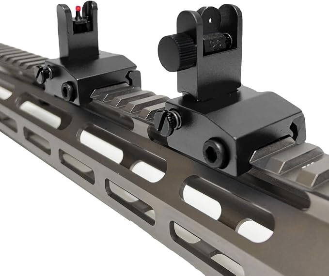 Fiber Optic Flip Up Iron Sights Picatinny Rail Mounted Front and Rear Backup - Image 4