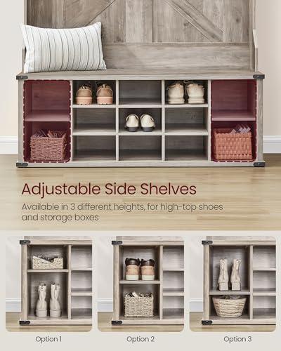 VASAGLE Hall Tree with Bench and Shoe Storage, 16 Open Compartments - Image 4
