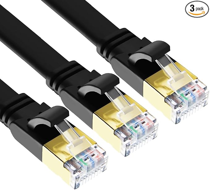 Yauhody CAT 8 Ethernet Cable, 10ft 3 Pack High Speed 40Gbps 2000MHz 26AWG Flat by Yauhody