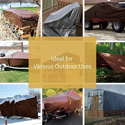 GUARD SHIELD Tarps Heavy Duty Waterproof 16x20 Feet Brown/Bright Silver Poly - Image 6
