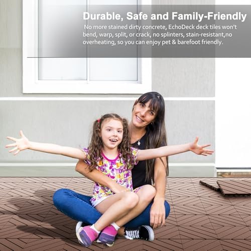 EchoDeck Interlocking Deck Tiles, 9 Pack Deck Tiles Interlocking Outdoor All - Image 3