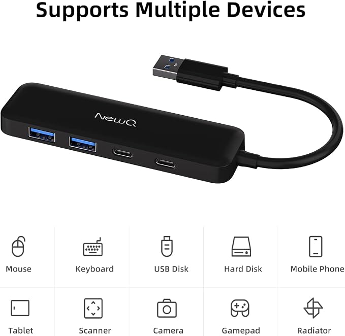 Dual USB C USB A 3.0 Hub: USB Hub 4 Ports - Image 5