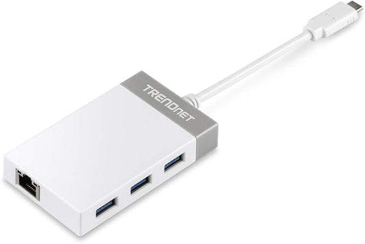 TRENDnet USB C to Ethernet Gigabit Adapter, Compact USB Type C Hub, 3 x USB 3.0 by TRENDnet