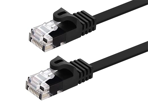 Monoprice Cat5e 2ft Black Flat Patch Cable UTP 30AWG 350MHz Pure Bare Copper by Monoprice