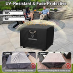 QH.HOME Fire Pit Cover Square 30", 600D Heavy Duty Fabric 100% Waterproof - Image 6