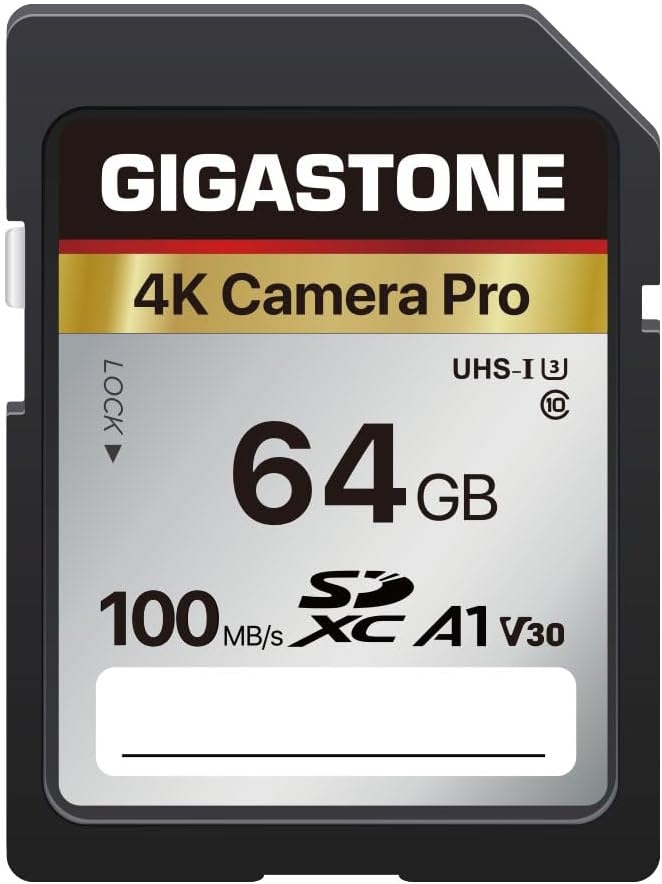 【5-Years Data Recovery】 GIGASTONE 64GB SD Card, 4K Camera Pro, UHS-I A1 V30 by Gigastone