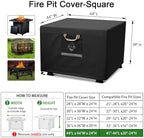 QH.HOME Fire Pit Cover Square 44", 600D Heavy Duty Fabric 100% Waterproof - Image 2