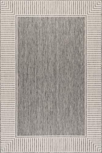 nuLOOM Asha Grey Bordered Power Loomed Indoor/Outdoor Area Rug - Image 3