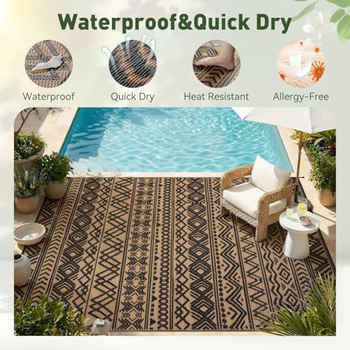 MontVoo-Outdoor Rug Carpet Waterproof 5x8 ft Reversible Patio Rug RV Camping - Image 4