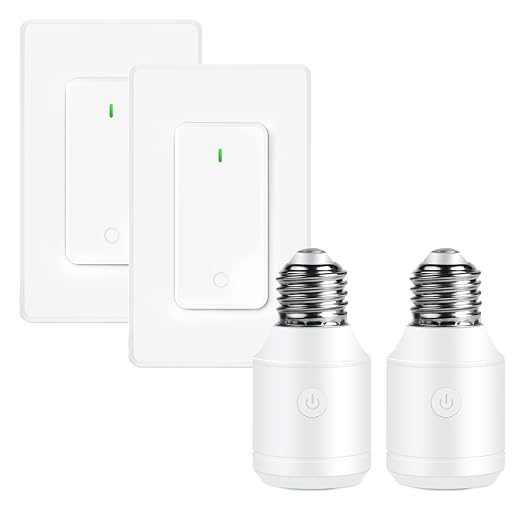 Remote Control E26 E27 Light Bulb Socket Adapter 2 Set, Max 500W, No Wiring by greencycle