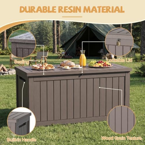 EFU Outdoor Storage Box Waterproof, 360 Gal Gen 2 Resin Deck Box Gas Struts - Image 4