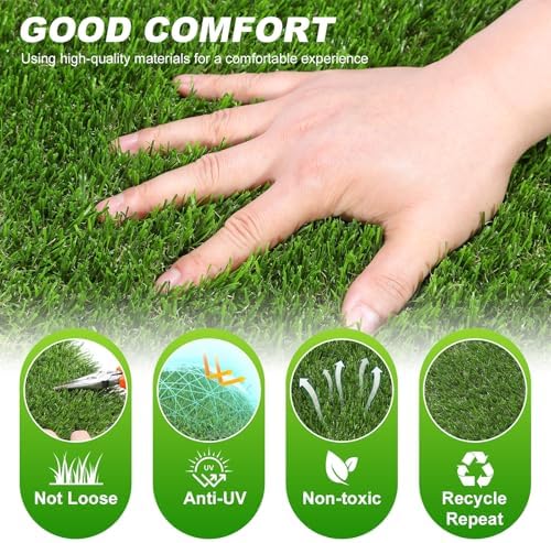 VANCASTLE Artificial Grass Tiles Interlocking Turf Squares Deck 27 Pack - Image 3