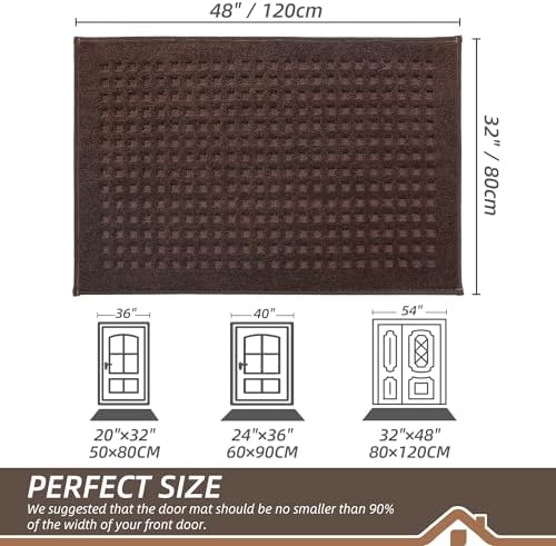 BEQHAUSE Dirt Trapper Door Mats 32"x48", Non Slip Washable, Dark Brown - Image 2