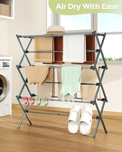 APEXCHASER 3-Tier Foldable Clothes Drying Rack, 37.6" H - Image 2