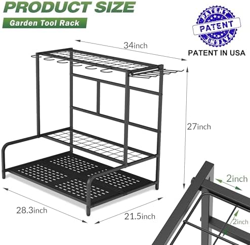 Sttoraboks Garden Tool Organizer Rack Up to 39 Tools, Heavy-Duty Steel Yard - Image 2