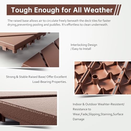 EchoDeck Interlocking Deck Tiles, 9 Pack Deck Tiles Interlocking Outdoor All - Image 4
