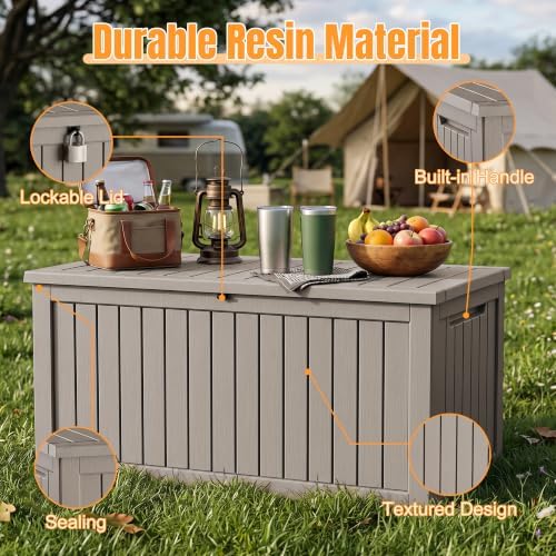 Outdoor Storage Box, 300 Gallon Waterproof Resin Deck Box - Image 3