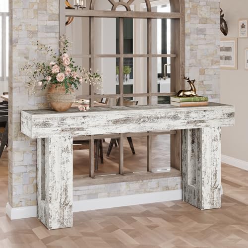 Tribesigns 63-Inch Long Console Table, Farmhouse Wooden Sofa Table Behind The - Image 3