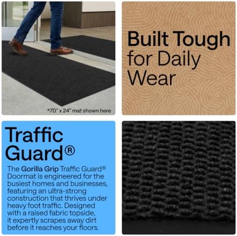 GORILLA GRIP Traffic Guard Indoor Outdoor Heavy Duty Door Mat, 70x24 Black - Image 3