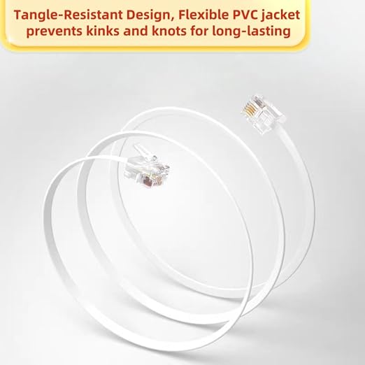 EZYUMM 15ft Telephone Extension Cord, Standard RJ11 Phone Cable - Image 3